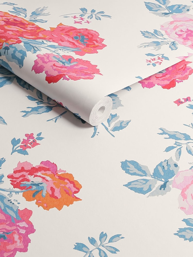 Cath Kidston Blue & Pink Archive Rose A4 Wallpaper Sample - Image 3 of 3