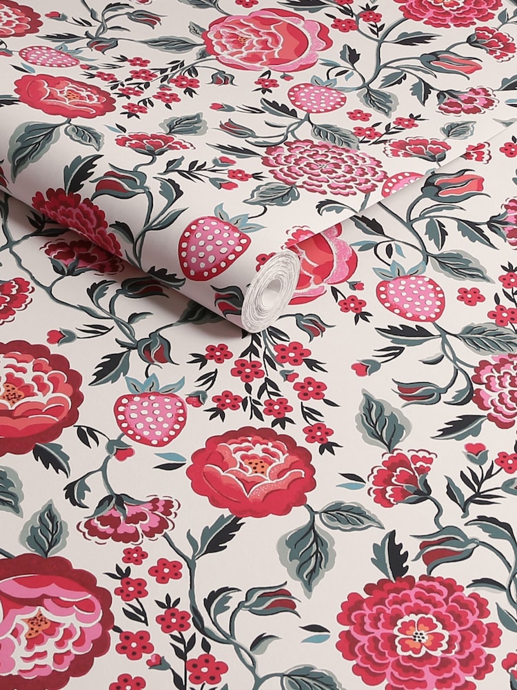 Cath Kidston Rose Strawberry Garden A4 Wallpaper Sample - Image 2 of 3