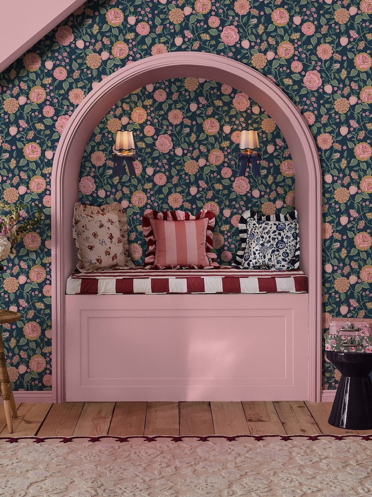 Cath Kidston Navy Strawberry Garden A4 Wallpaper Sample - Image 1 of 3