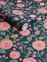 Cath Kidston Navy Strawberry Garden A4 Wallpaper Sample - Image 3 of 3