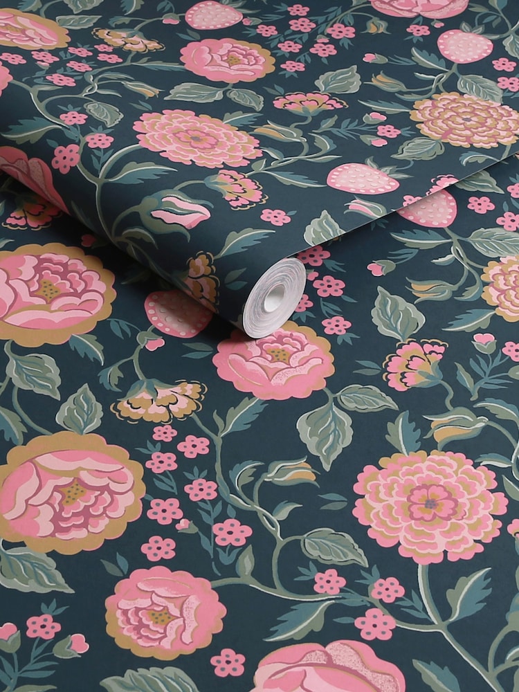 Cath Kidston Navy Strawberry Garden A4 Wallpaper Sample - Image 3 of 3