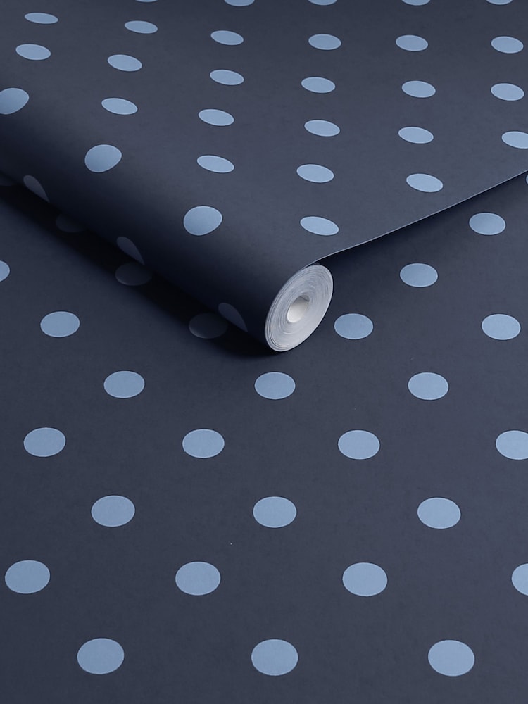 Cath Kidston Navy Button Spot A4 Wallpaper Sample - Image 2 of 3