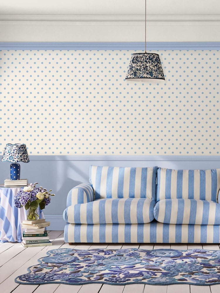 Cath Kidston Blue Button Spot A4 Wallpaper Sample - Image 1 of 3
