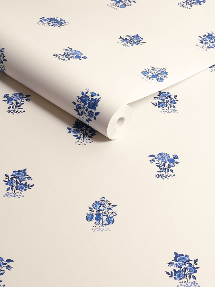Cath Kidston Blue Kingdom Posey A4 Wallpaper Sample - Image 2 of 3