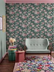 Cath Kidston Green Garden Rose A4 Wallpaper Sample - Image 1 of 3