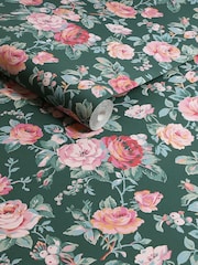 Cath Kidston Green Garden Rose A4 Wallpaper Sample - Image 2 of 3
