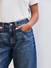 Dark Blue Darted Knee Barrel 100% Cotton Jeans - Image 4 of 8