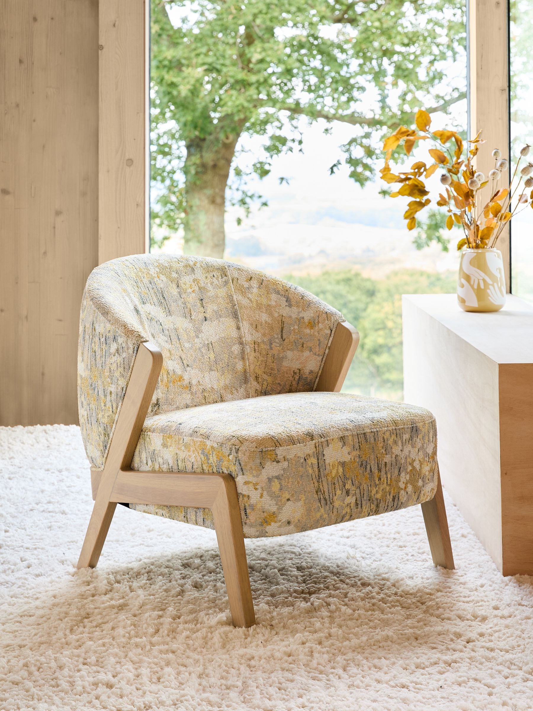 Buy Boucle Chenille Meadow Print Turner Wooden Accent Chair from the Next UK online shop