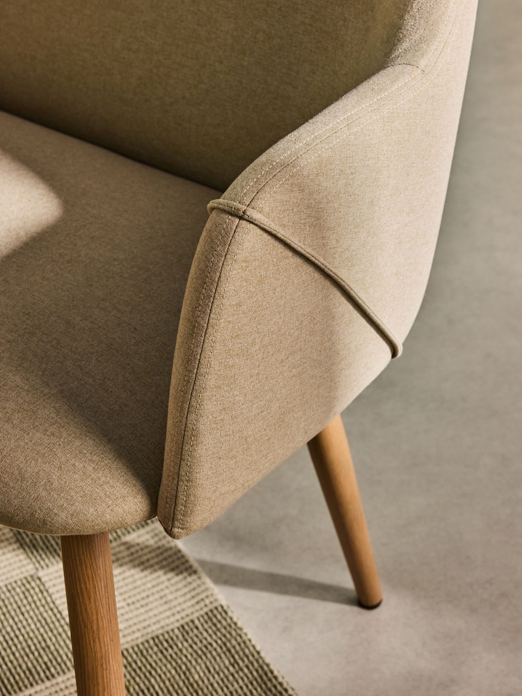 MADE.COM Ecru Marl and Oak Legs Lule Dining Bench - Image 2 of 4