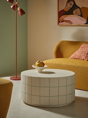MADE.COM White Green Check Logan Indoor/Outdoor Coffee Table - Image 1 of 4