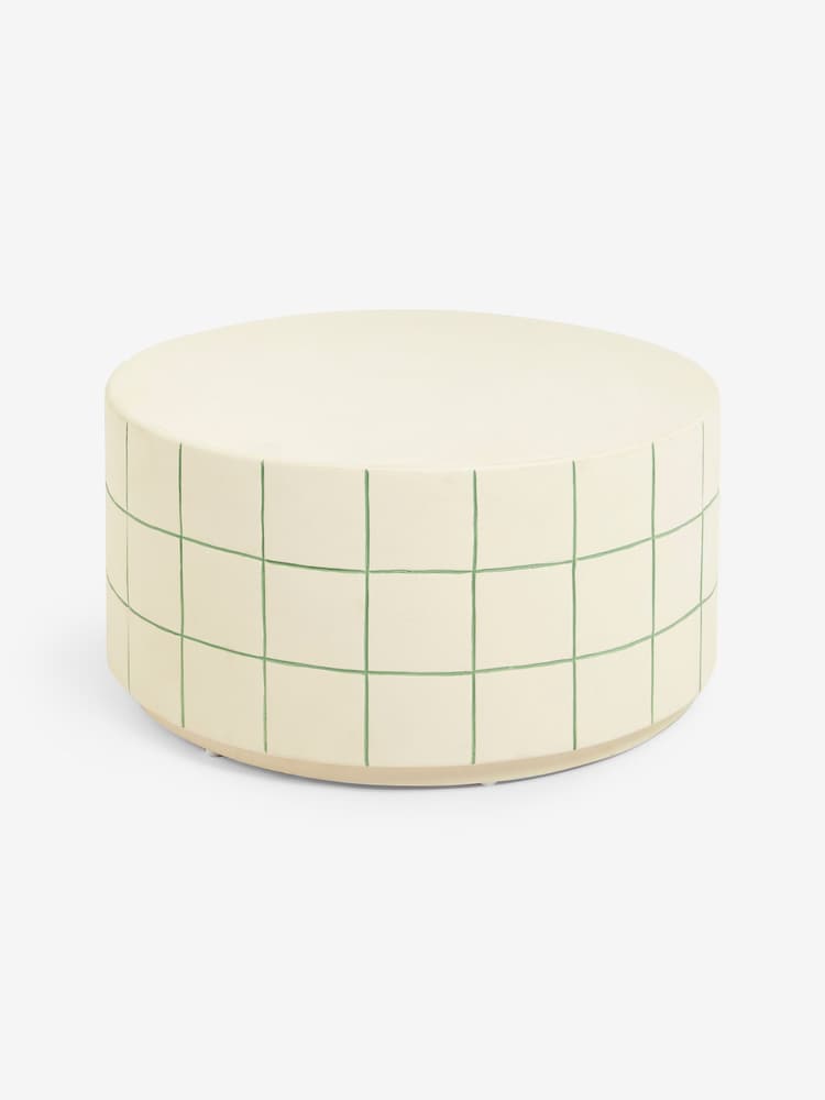 MADE.COM White Green Check Logan Indoor/Outdoor Coffee Table - Image 4 of 4