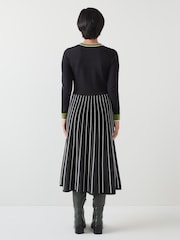 LK Bennett Fara Petite Black/Green Contrast Detail Long Sleeve Knitted Dress - Bild 2 von 5