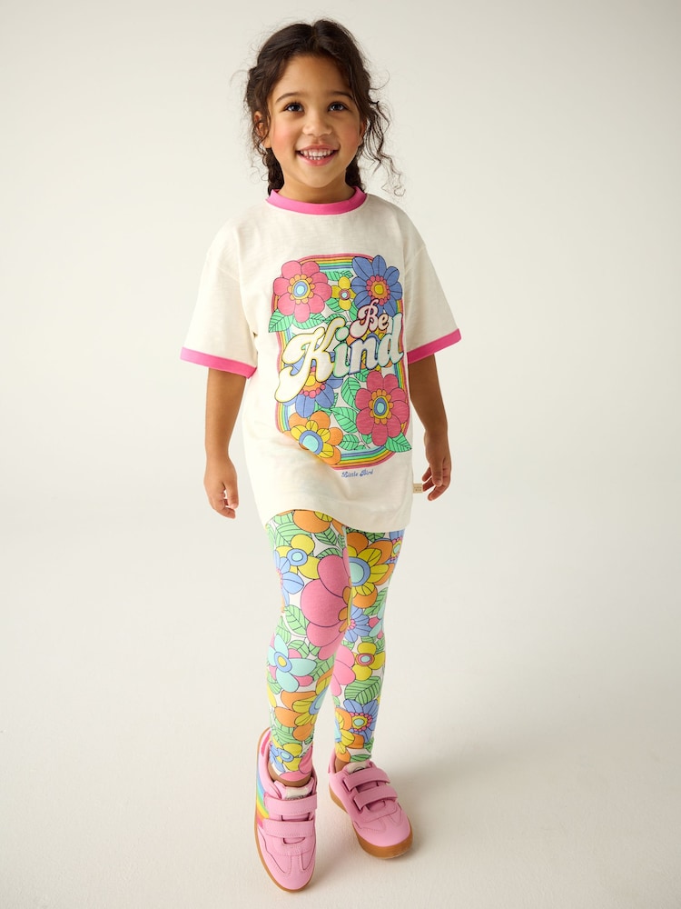 Little Bird by Jools Oliver Floral Rainbow T-shirt and Leggings Set - Image 1 of 8