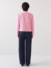 LK Bennett Pink Charlie Petite and Ivory Tweed And Trim Jacket - Image 2 of 5