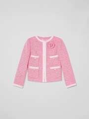LK Bennett Pink Charlie Petite and Ivory Tweed And Trim Jacket - Image 5 of 5