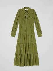 LK Bennett Green Polly Petite Birch Polka Dot Tiered Dress - Image 3 of 3