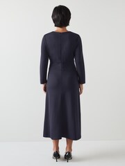 LK Bennett Blue Lauren Petite V-Neck Ponte Midi Dress - Image 2 of 4