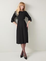 LK Bennett Black Halina Gold Button Detail Dress - Image 1 of 4