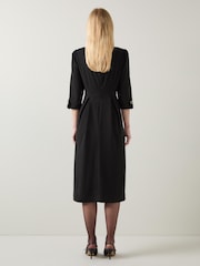 LK Bennett Black Halina Gold Button Detail Dress - Image 2 of 4