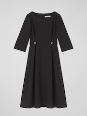 LK Bennett Black Halina Gold Button Detail Dress - Image 4 of 4
