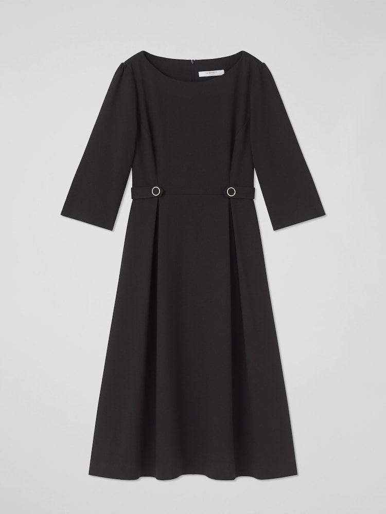 LK Bennett Black Halina Gold Button Detail Dress - Image 4 of 4