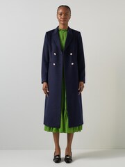 LK Bennett Blue Mariner Double Breasted Wool Coat - Image 1 of 3
