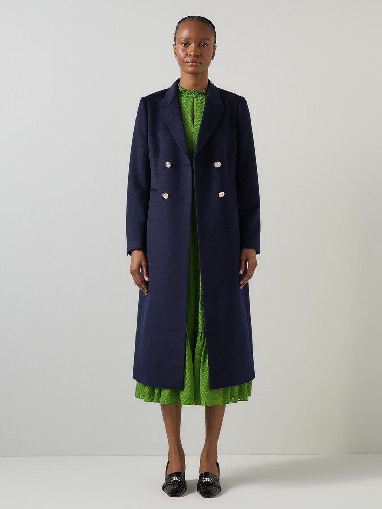 LK Bennett Blue Mariner Double Breasted Wool Coat - Image 1 of 3