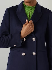 LK Bennett Blue Mariner Double Breasted Wool Coat - Image 3 of 3