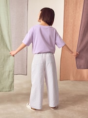 Pink/Green Stripe Wide Leg Trousers (3-16yrs) - Image 3 of 8