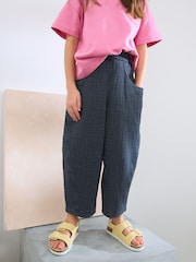 Charcoal Grey 100% Cotton Pull On Barrel Trousers (3-16yrs) - Image 1 of 4