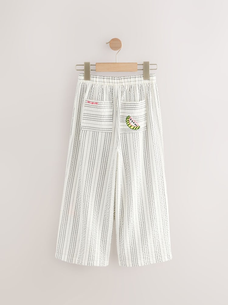 Monochrome Stripe Embellished Wide Leg Trousers (3-16yrs) - Image 6 of 8