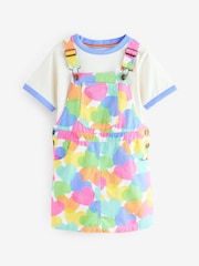 Little Bird by Jools Oliver Multi Rainbow Confetti Heart Dungarees and T-Shirt Set - Image 6 of 8