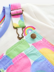 Little Bird by Jools Oliver Multi Rainbow Confetti Heart Dungarees and T-Shirt Set - Image 8 of 8
