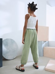 Khaki Green 100% Cotton Pull on Barrel Trousers (3-16yrs) - Image 2 of 7