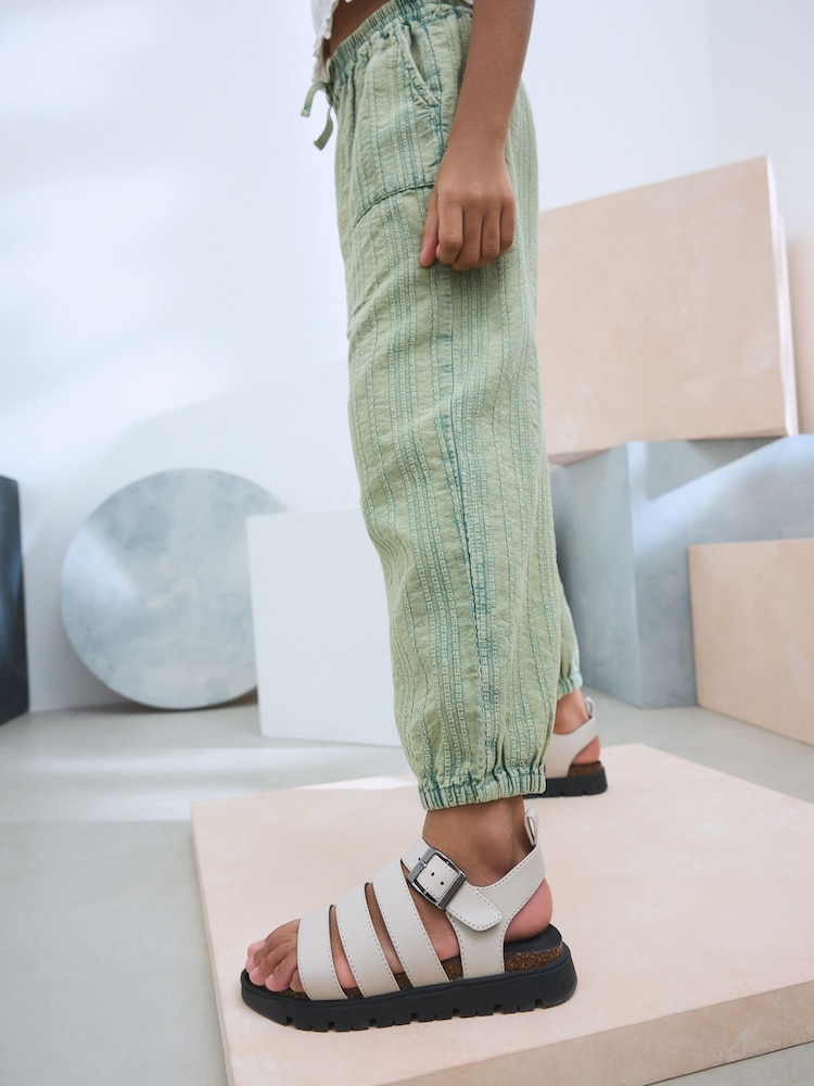 Khaki Green 100% Cotton Pull on Barrel Trousers (3-16yrs) - Image 3 of 7