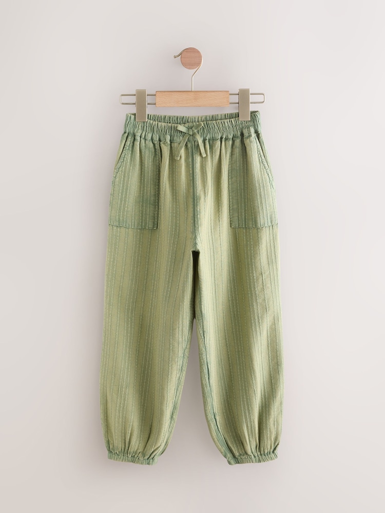 Khaki Green 100% Cotton Pull on Barrel Trousers (3-16yrs) - Image 4 of 7