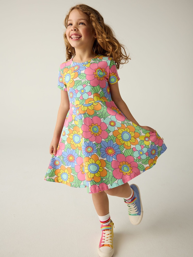 Little Bird by Jools Oliver Floral Multi Short Sleeve Skater Dress - Image 1 of 7