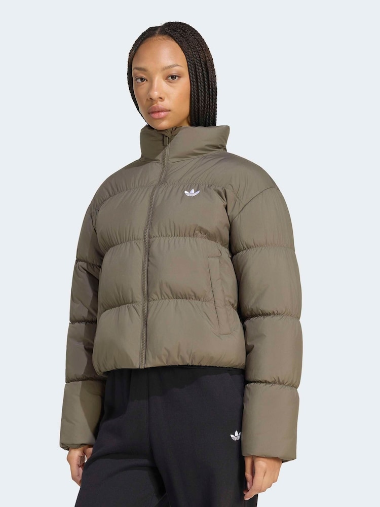 adidas Originals Brown Short Padded Jacket - Image 1 of 6 adidas Originals Brown Short Padded Jacket - Image 1 of 6
