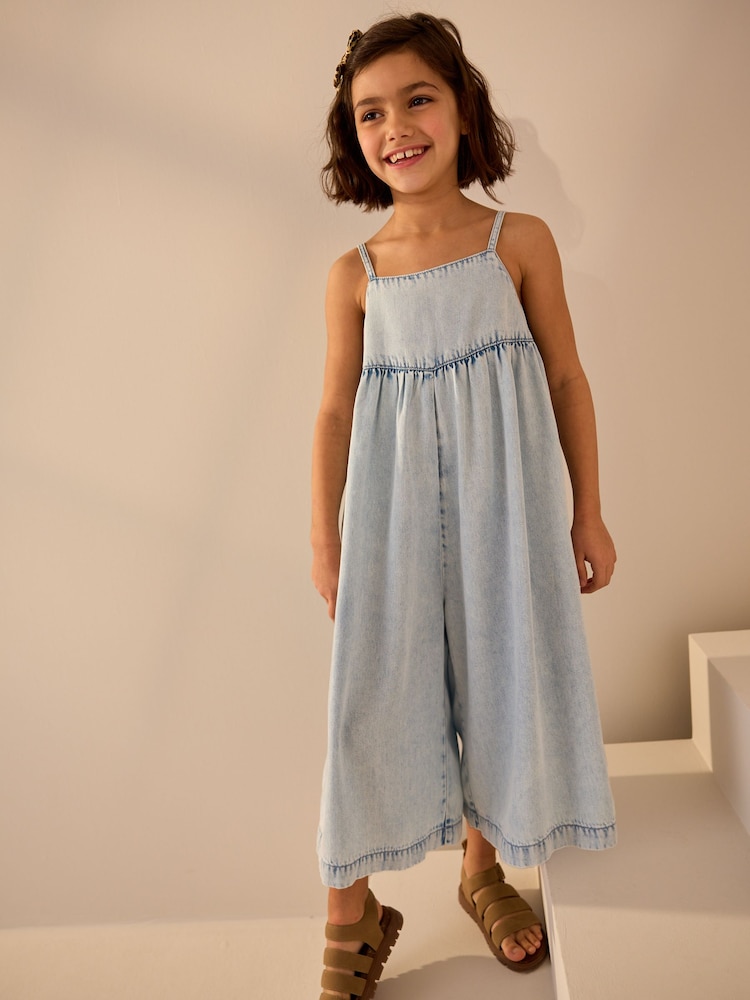 Light Wash Denim Wide Leg Playsuit (3-16yrs) - Image 1 of 7 Light Wash Denim Wide Leg Playsuit (3-16yrs) - Image 1 of 7