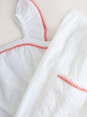 White Broderie 100% Cotton Top and Trousers Set (3-16yrs) - Image 7 of 8
