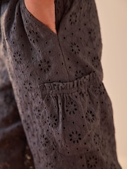 Charcoal Grey Broderie 100% Cotton Top and Trousers Set (3-16yrs) - Image 4 of 4