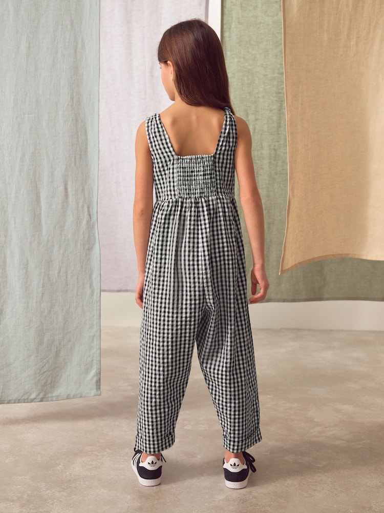 Mono Gingham 100% Cotton Barrel Playsuit (3-16yrs) - Image 2 of 6 Mono Gingham 100% Cotton Barrel Playsuit (3-16yrs) - Image 2 of 6
