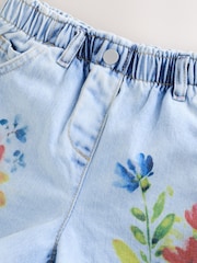 Denim Flower Printed 100% Cotton Shorts (3mths-7yrs) - Image 6 of 7