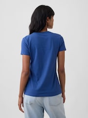 Gap Blue Floral Logo Short Sleeve T-Shirt - Image 2 of 5