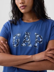Gap Blue Floral Logo Short Sleeve T-Shirt - Image 4 of 5