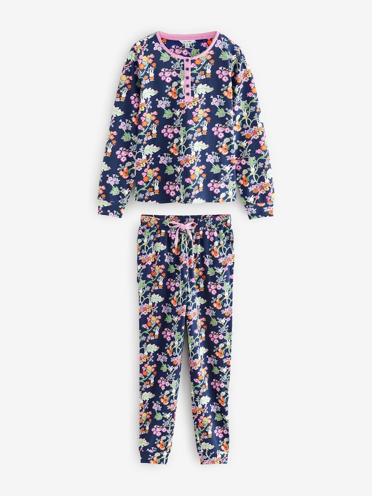 Cath Kidston Navy Botanical Miffy Henley 100% Cotton Pyjamas - Image 1 of 10