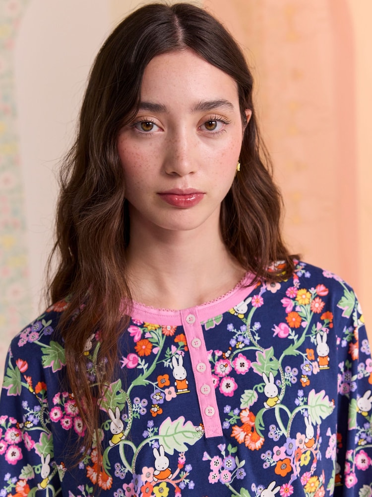 Cath Kidston Navy Botanical Miffy Henley 100% Cotton Pyjamas - Image 7 of 10