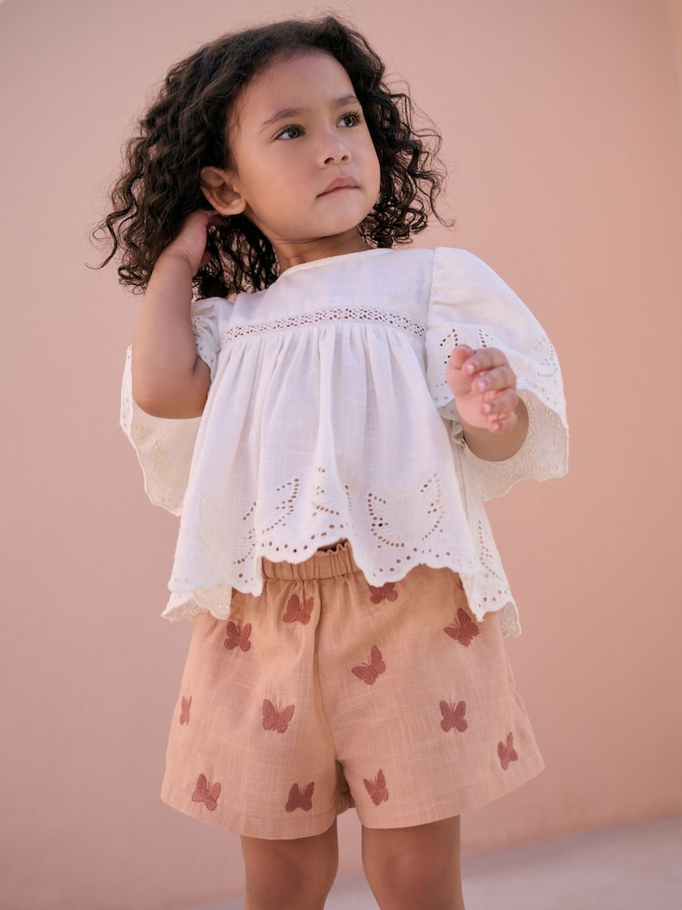 Neutral 100% Cotton Top and Shorts Set (3mths-7yrs) - Image 1 of 4