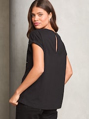 Lipsy Black Petite Embellished Artwork T-Shirt - Image 4 of 4