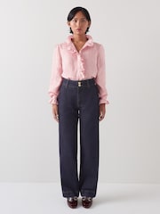 LK Bennett Greta Petite Deep High Waist Straight 100% Cotton Jeans - Bild 3 von 4